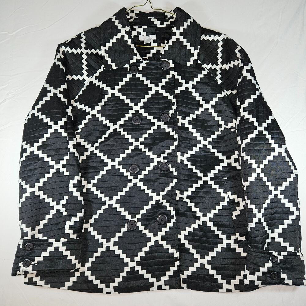 ERIN Erin Fetherston Geometric Jacket Size L – Black White Textured Blazer